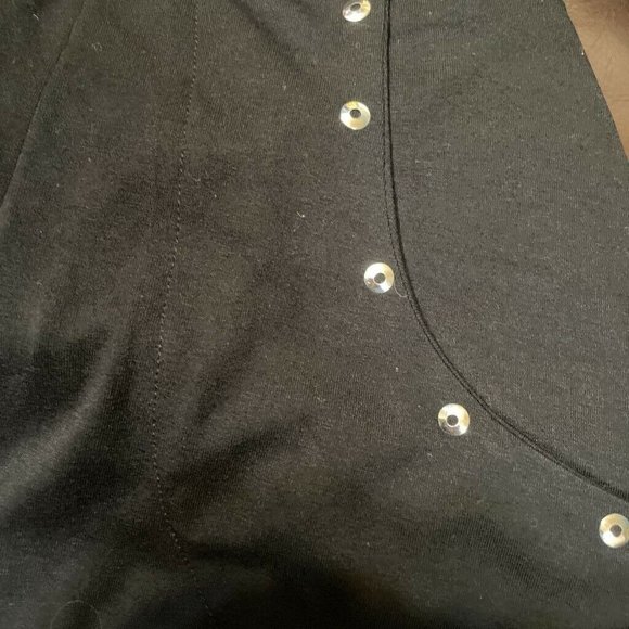 Women Shortalls Shorts Black Pockets Embellished 100% Cotton Pull Ons M Overalls - Picture 2 of 6